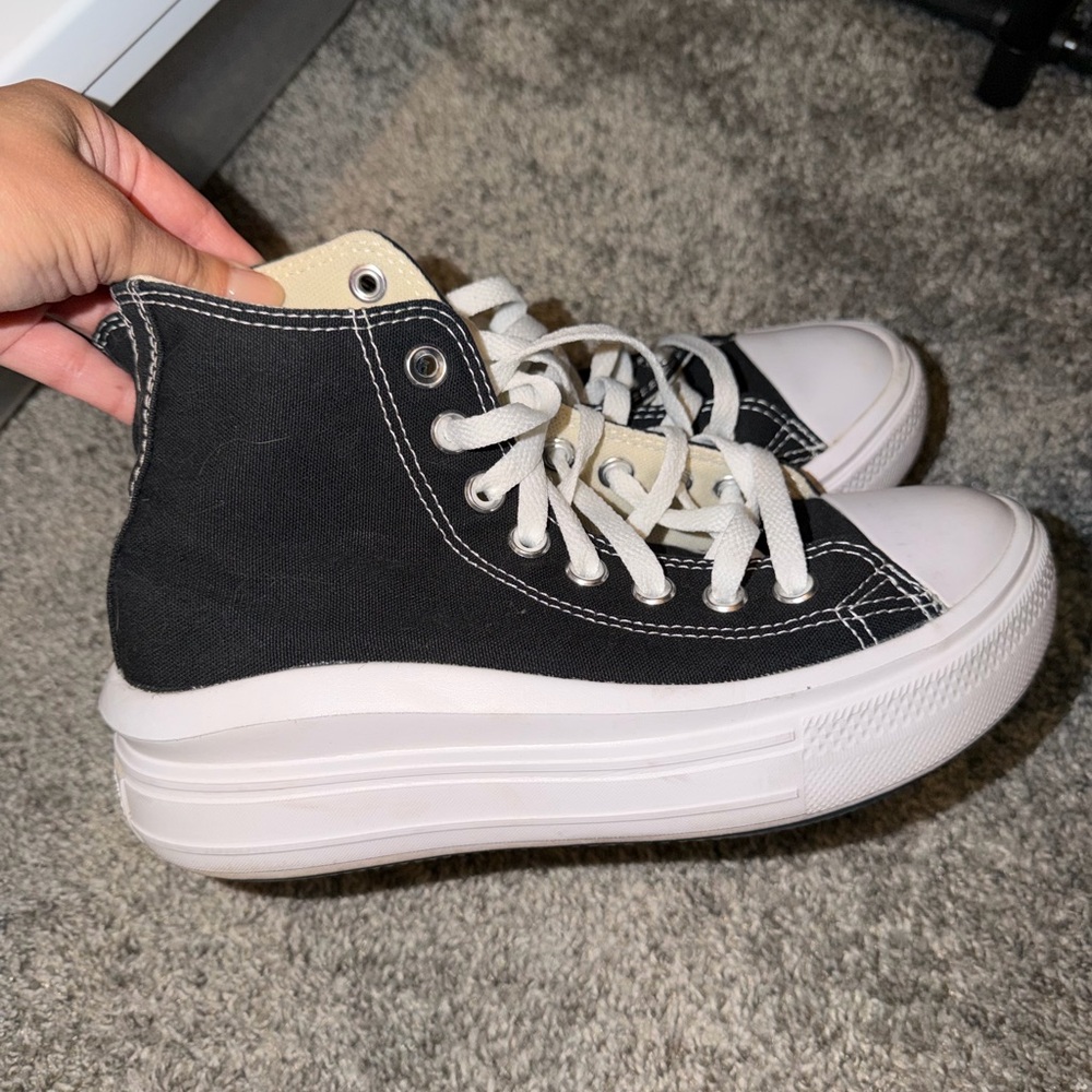 Converse Black and White Platform High-Top Sneakers - Picture 2 of 5